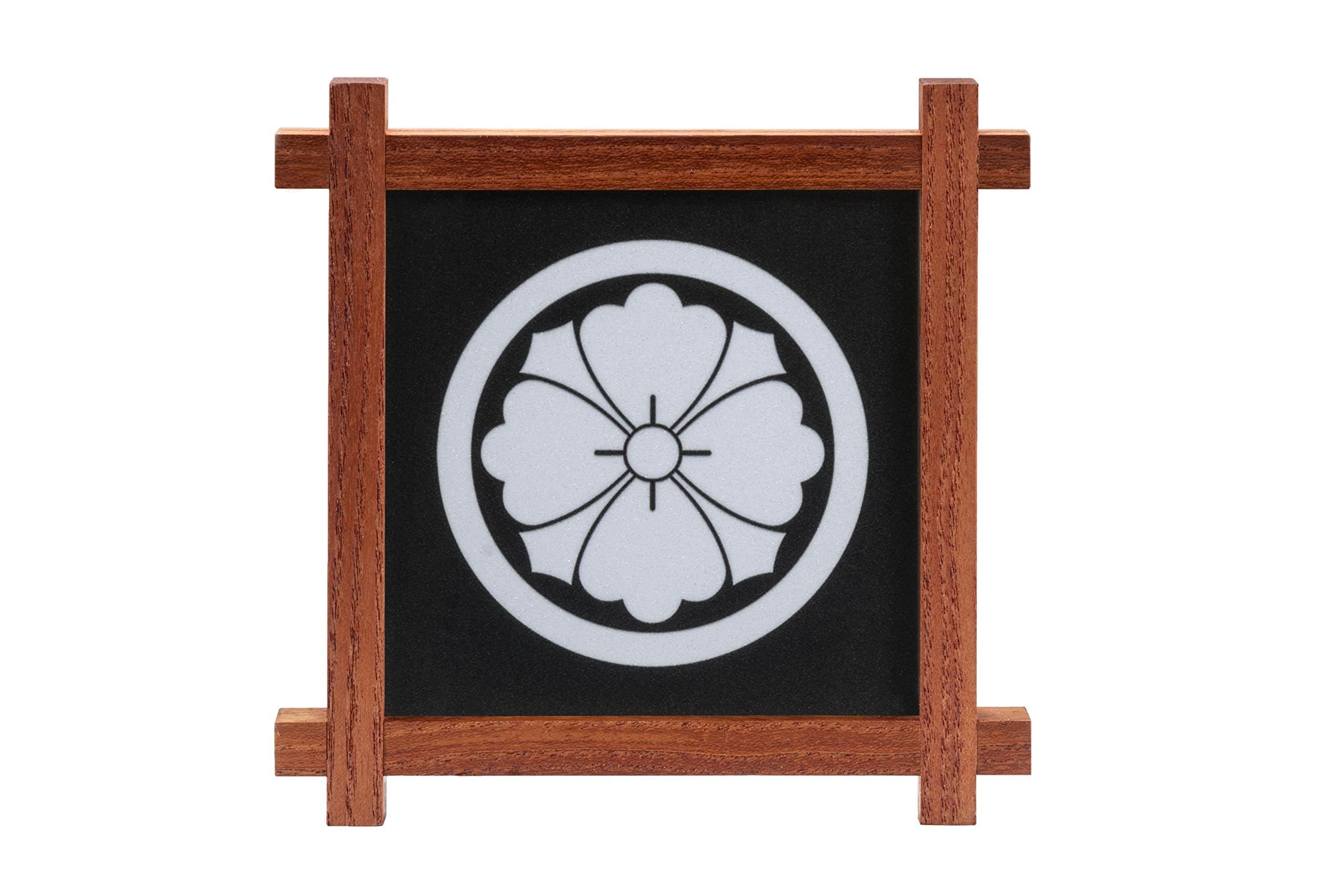 Amazon.co.jp: ［丸に四方剣花菱］組子細工の家紋パネル（14×14